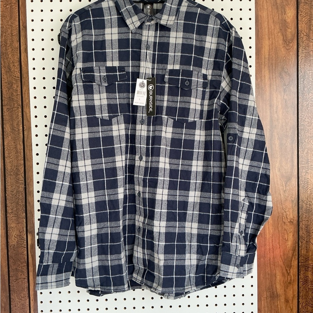 Burnside Men's Blue Plaid Shirt